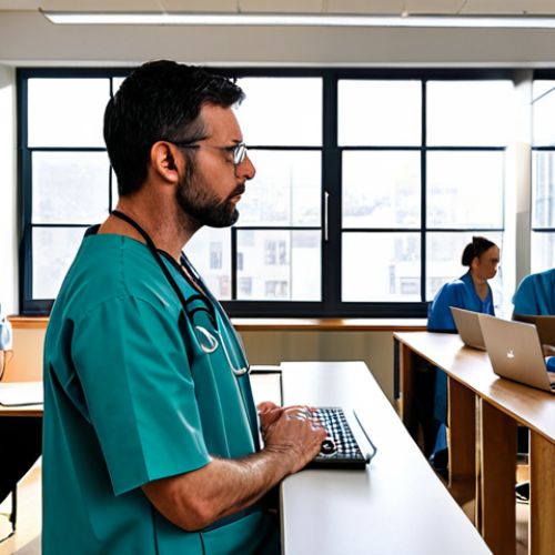 Home 4 **
A doctor in their late 30s, looking thoughtfully out of a large window in a modern co-working space. They are surrounded by diverse professionals working on laptops. The doctor is wearing a stylish but casual outfit (not scrubs). The overall mood is hopeful and reflective, with soft, natural lighting. The scene implies a transition from a clinical environment to a tech or business-oriented one. Keywords: career change, doctor, coworking, transition, hope, new beginning.
**